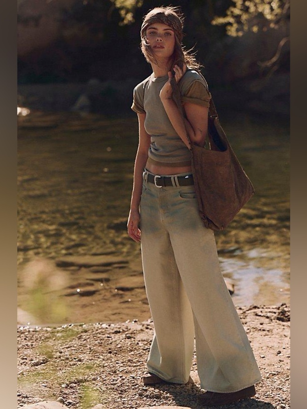 NWT FREE PEOPLE WE THE FREE Give And Take Baggy Wide-Leg Jeans | Key Lime Pie 26